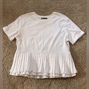 Zara White Pleated Top